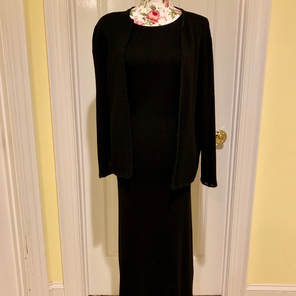 Talbots black knit dress with sweater size Petite - Picture 2 of 8